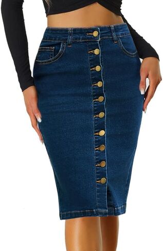Women Denim Pencil Skirt for Women Casual Ruched High Waist Bodycon Jeans Skirt in Saudi Arabia