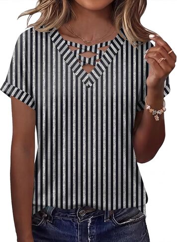 Rapbin Short Sleeve Shirts for Women Spring Tops for Women 2026 V Neck Criss Cross Tees Womens Summer Tops in Saudi Arabia