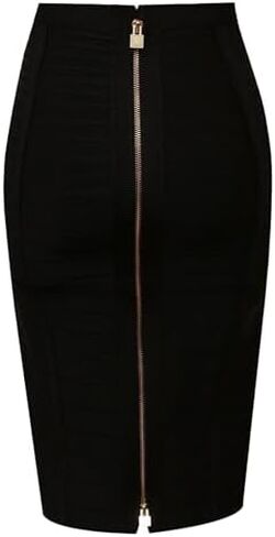 Women's High Waist Elastic Slim Fit Bandage Skirt Solid Color Knee Length Bodycon Pencil Skirt Office Midi Skirt in Saudi Arabia