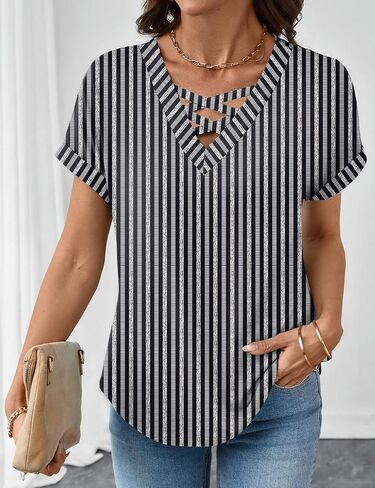 Rapbin Short Sleeve Shirts for Women Spring Tops for Women 2026 V Neck Criss Cross Tees Womens Summer Tops in Saudi Arabia