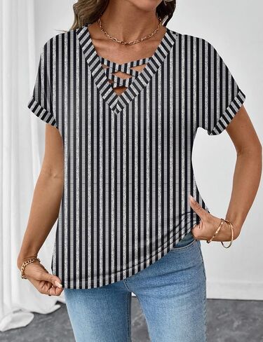 Rapbin Short Sleeve Shirts for Women Spring Tops for Women 2026 V Neck Criss Cross Tees Womens Summer Tops in Saudi Arabia