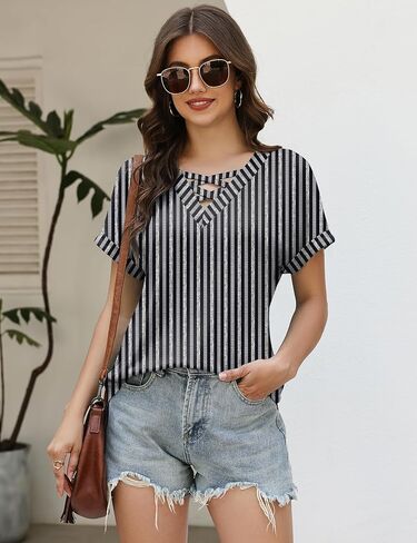 Rapbin Short Sleeve Shirts for Women Spring Tops for Women 2026 V Neck Criss Cross Tees Womens Summer Tops in Saudi Arabia