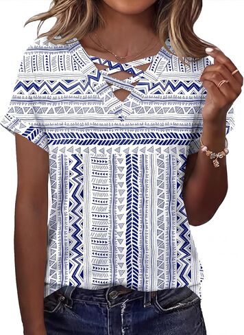Rapbin Short Sleeve Shirts for Women Spring Tops for Women 2026 V Neck Criss Cross Tees Womens Summer Tops in Saudi Arabia