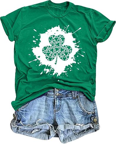 قمصان نسائية لعيد القديس باتريك، تي شيرت Lucky Shamrock برسومات جرافيك، تي شيرت Lucky St Patricks Day، تي شيرت أخضر أيرلندي in Saudi Arabia