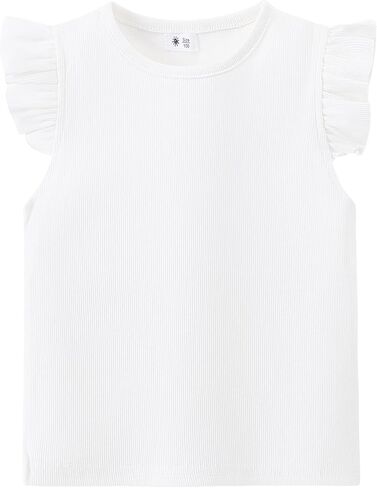 AMIYAN طفل كشكش كم أعلى الصيف تي شيرتات قطن عادية Crewneck تيز القمم بلوزة الأساسية للفتيات 1-6Y in Kuwait