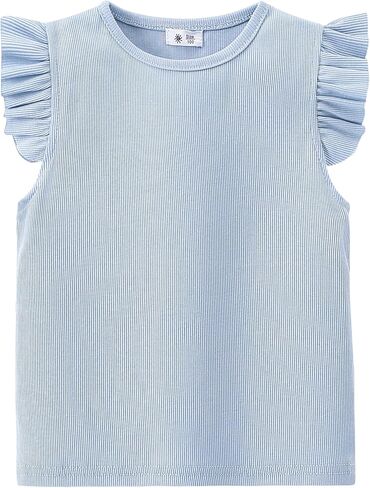 AMIYAN طفل كشكش كم أعلى الصيف تي شيرتات قطن عادية Crewneck تيز القمم بلوزة الأساسية للفتيات 1-6Y in Kuwait