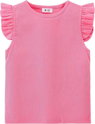 AMIYAN طفل كشكش كم أعلى الصيف تي شيرتات قطن عادية Crewneck تيز القمم بلوزة الأساسية للفتيات 1-6Y in Kuwait