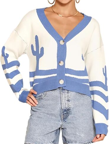 MISS SPARKLING Women’s Knit Cardigan Sweater Button Down Long Sleeve V Neck Casual Loose Fit Jacket Lightweight Outerwear in Saudi Arabia
