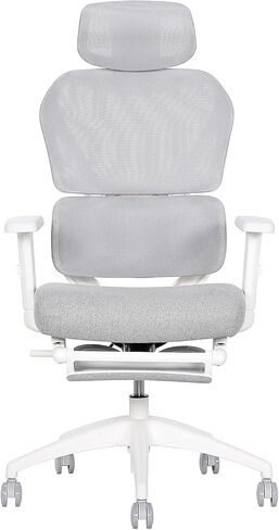 Living Style S-850 Heated Ergonomic Mesh Swivel Executive Massage Chair, Light Gray/White in Saudi Arabia