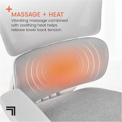 Living Style S-850 Heated Ergonomic Mesh Swivel Executive Massage Chair, Light Gray/White in Saudi Arabia