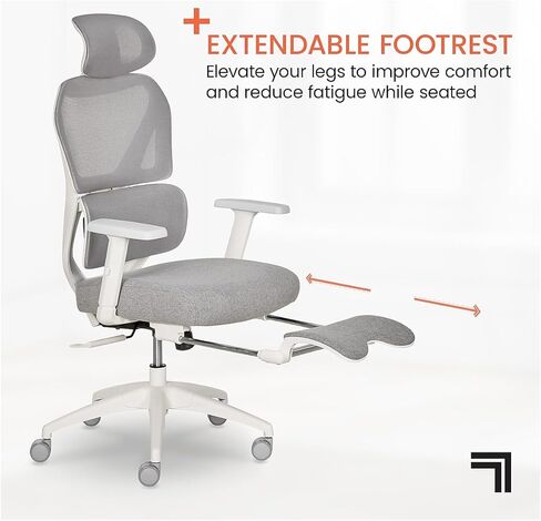Living Style S-850 Heated Ergonomic Mesh Swivel Executive Massage Chair, Light Gray/White in Saudi Arabia