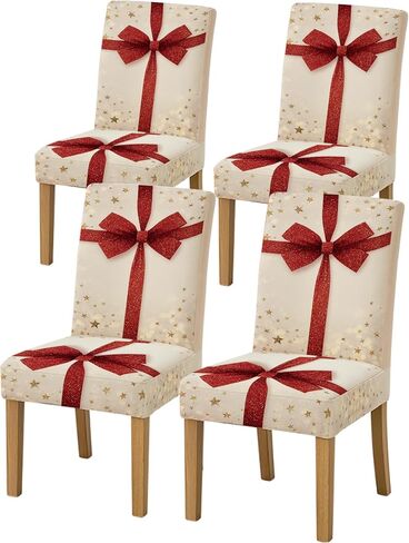 Set of 4 Dining Chair Slipcovers 15.75 x 19.69 Inch Yellow Gingham Bunny Floral Pattern Decorative Chair Back Covers for Kitchen Dining Room Cheerful Home Seating Decor in Saudi Arabia
