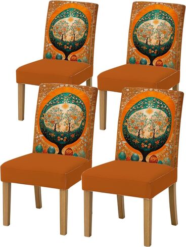 Set of 4 Dining Chair Slipcovers 15.75 x 19.69 Inch Yellow Gingham Bunny Floral Pattern Decorative Chair Back Covers for Kitchen Dining Room Cheerful Home Seating Decor in Saudi Arabia