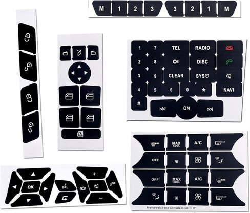 Control Dash Button Stickers for Mercedes Benz E-Class W212, Replacement Radio AC Dash Button Repair Kit Decals Car Interior Refresh,A in Saudi Arabia