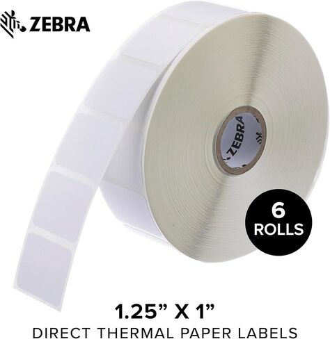 Zebra 1.25 x 1 in Direct Thermal Paper Labels Z-Perform 2000D Permanent Adhesive Shipping Labels 1 in Core 6 rolls 10031633SP in Saudi Arabia