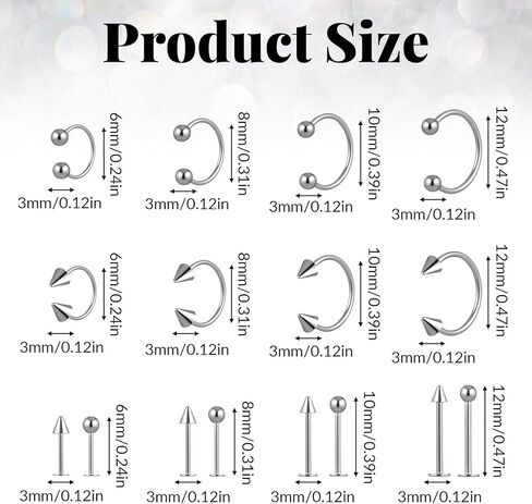 64 Pcs Lip Rings Snake Bites, Stainless Steel Snake Bite Jewelry Rings Vertical Labret Piercing Jewelrys Earring Piercings Jewelrys Helix Earring Daith Tragus Cartilage Studs for Women Men in Saudi Arabia