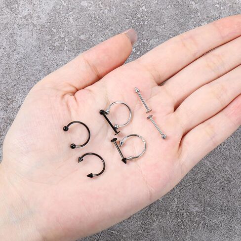 64 Pcs Lip Rings Snake Bites, Stainless Steel Snake Bite Jewelry Rings Vertical Labret Piercing Jewelrys Earring Piercings Jewelrys Helix Earring Daith Tragus Cartilage Studs for Women Men in Saudi Arabia