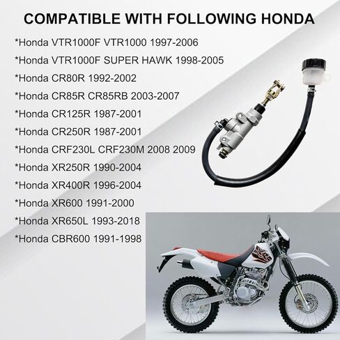 Rear Brake Master Cylinder Direct Replacement Compatible with Honda CR 80R 85R 125R 250R CRF230 XR 250R 400R 600 650L CBR600 VTR1000F OEM # 43500-MN1-681 in Saudi Arabia