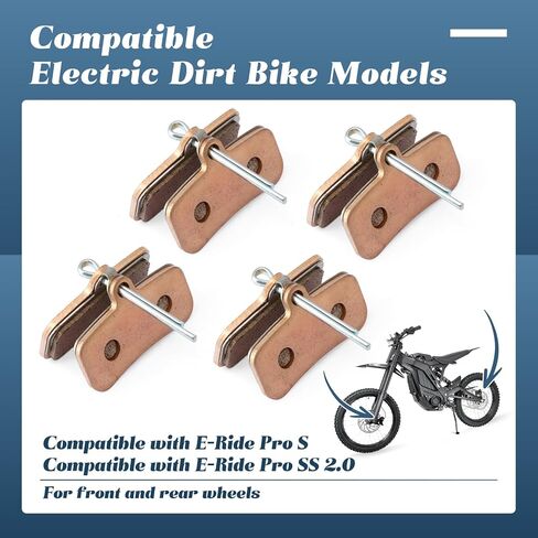 وسادات فرامل قرصية أمامية وخلفية متوافقة مع الدراجة الترابية الكهربائية E-Ride Pro S/SS 2.0، قطع غيار الدراجة الإلكترونية 4 قطع in Kuwait