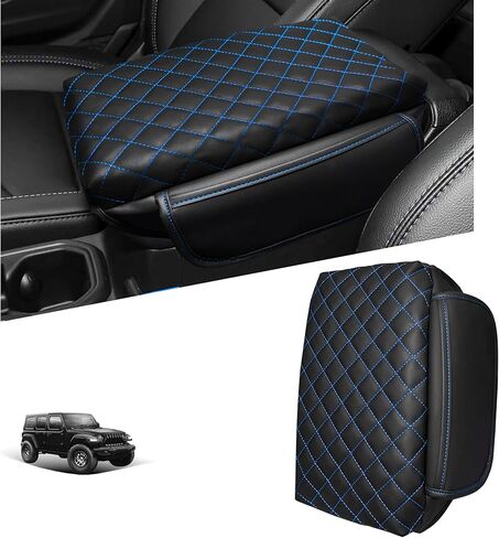 Center Console Cover for Jeep Wrangler JL 2018-2026 & Gladiator JT 2020-2026 1.2in Thickness Armrest Cover Leather Arm Rest Lid Protector Cushion Pad with Stroage Pockets Interior Accessories (Red) in Saudi Arabia