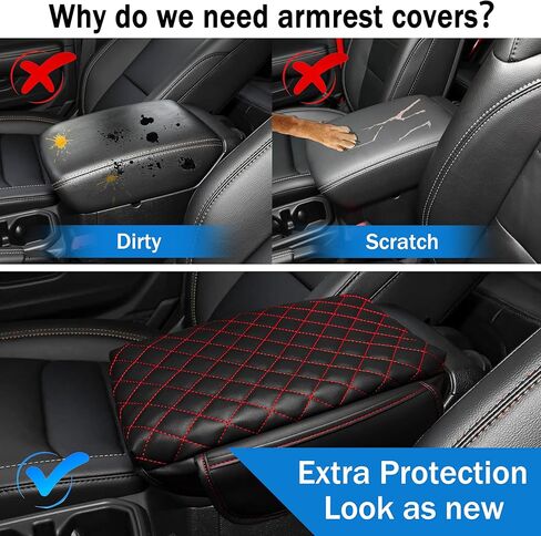 Center Console Cover for Jeep Wrangler JL 2018-2026 & Gladiator JT 2020-2026 1.2in Thickness Armrest Cover Leather Arm Rest Lid Protector Cushion Pad with Stroage Pockets Interior Accessories (Red) in Saudi Arabia