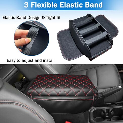 Center Console Cover for Jeep Wrangler JL 2018-2026 & Gladiator JT 2020-2026 1.2in Thickness Armrest Cover Leather Arm Rest Lid Protector Cushion Pad with Stroage Pockets Interior Accessories (Red) in Saudi Arabia