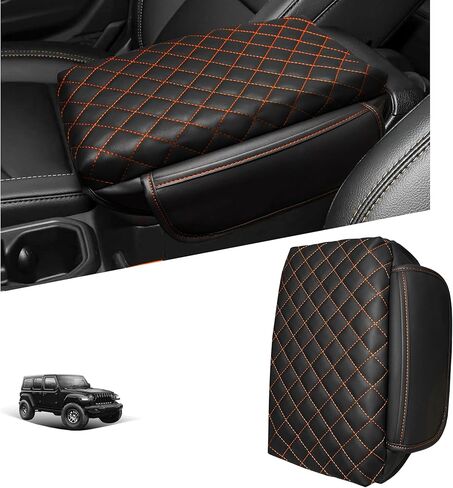 Center Console Cover for Jeep Wrangler JL 2018-2026 & Gladiator JT 2020-2026 1.2in Thickness Armrest Cover Leather Arm Rest Lid Protector Cushion Pad with Stroage Pockets Interior Accessories (Red) in Saudi Arabia