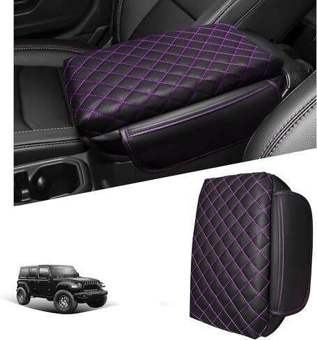 Center Console Cover for Jeep Wrangler JL 2018-2026 & Gladiator JT 2020-2026 1.2in Thickness Armrest Cover Leather Arm Rest Lid Protector Cushion Pad with Stroage Pockets Interior Accessories (Red) in Saudi Arabia