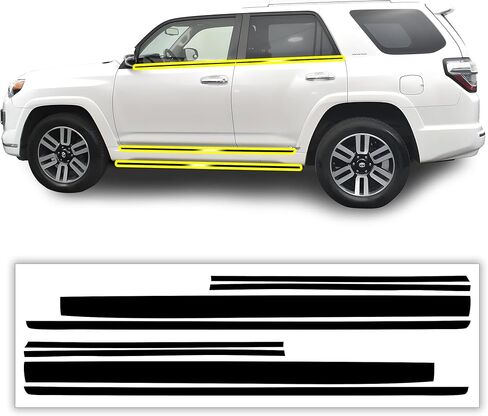 تصميمات BOGAR TECH لسيارة Toyota 4Runner Limited 2014-2024 حذف الكروم للنافذة الجانبية - طبقة خارجية من الفينيل مقطوعة مسبقًا، مظهر أسود لامع معتم in Saudi Arabia