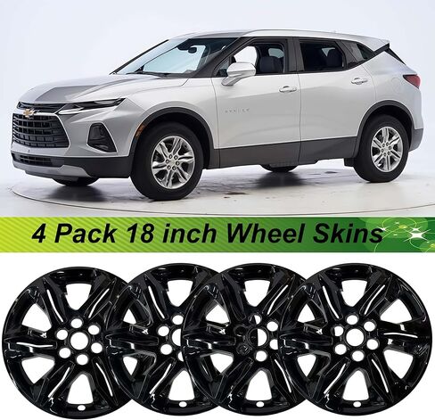 أغطية عجلات مقاس 18 بوصة متوافقة مع Ford Chevy Blazer 2019 2020 2021 2022؛ مجموعة من 4 أغطية للعجلات؛ أسود لامع in Saudi Arabia