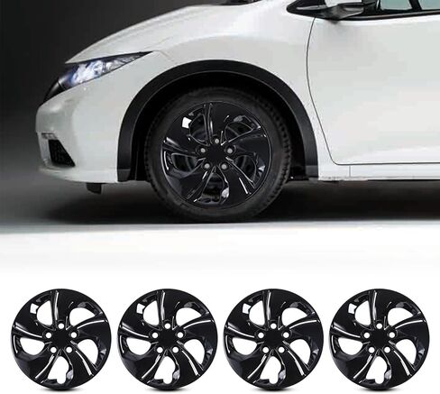 15" Hub Caps Wheel Rim Cover Compatible for Honda Civic 2013-2015 Sedan, 2013 Coupe Steel Wheels, R15 Car Hubcaps Bolt On Installation 15 Inch Wheel Hub Cover Set of 4, Black Lacquer in Saudi Arabia