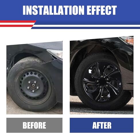 15" Hub Caps Wheel Rim Cover Compatible for Honda Civic 2013-2015 Sedan, 2013 Coupe Steel Wheels, R15 Car Hubcaps Bolt On Installation 15 Inch Wheel Hub Cover Set of 4, Black Lacquer in Saudi Arabia
