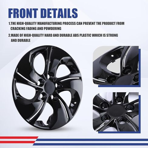 15" Hub Caps Wheel Rim Cover Compatible for Honda Civic 2013-2015 Sedan, 2013 Coupe Steel Wheels, R15 Car Hubcaps Bolt On Installation 15 Inch Wheel Hub Cover Set of 4, Black Lacquer in Saudi Arabia
