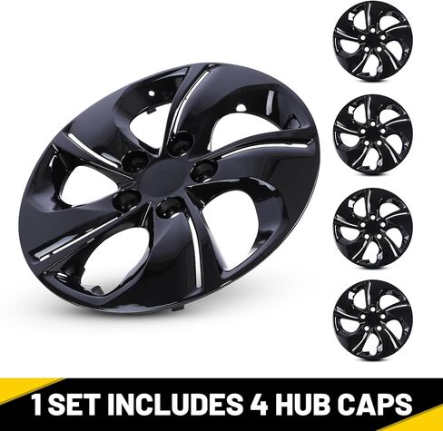 15" Hub Caps Wheel Rim Cover Compatible for Honda Civic 2013-2015 Sedan, 2013 Coupe Steel Wheels, R15 Car Hubcaps Bolt On Installation 15 Inch Wheel Hub Cover Set of 4, Black Lacquer in Saudi Arabia