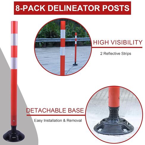 36 Inch Heavy Duty Traffic Cones 8-Pack with Spring Base - OrangeStar Reflective Safety Cones for Construction Zones, Highways, Parking Lots - Orange Road Delineators in Kuwait