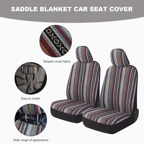 10 PCS Baja Saddle Blanket Car Seat Covers, Full Set Breathable Striped Woven Auto Seat Protector, Hippie Boho Airbag Compatible Seats Covers for Most Cars, SUVs, Trucks in Kuwait