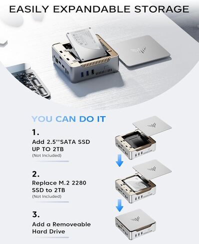 كمبيوتر KAMRUI GK3 Plus Mini PC، Intel Alder Lake الثاني عشر - N95 (حتى 3.4 جيجا هرتز) ذاكرة الوصول العشوائي 8 جيجا بايت 256 جيجا بايت M.2 SSD كمبيوتر صغير، جيجابت إيثرنت، 4K UHD، شبكة Wi-Fi مزدوجة، BT 4.2 كمبيوتر مكتبي صغير للمنزل/الأعمال in Kuwait