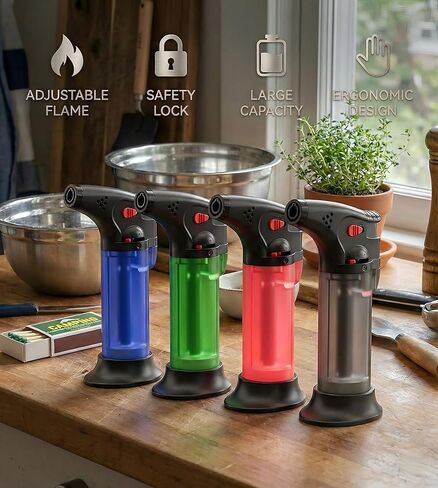 Torch Lighter Butane Refillable 2 Pack Triple Jet Flame Windproof Lighters - Without Butane in Kuwait