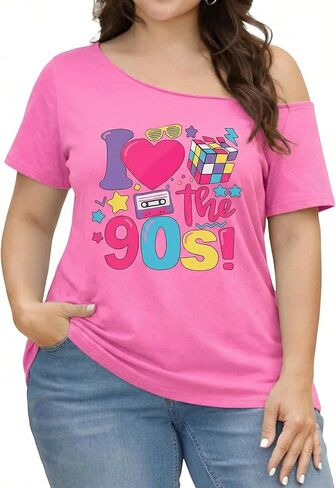 NANYUAYA 90s 80s مقاس كبير بدون أكتاف توب 90's قمصان ديسكو للحفلات للنساء 1X-5X in Kuwait