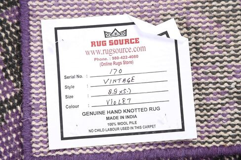 Rug Source Modern Collection 6x9 Abstract Area Rug, Hand Knotted Purples Geometric Rug, Oriental 100% Wool Carpet for Bedroom, Living Room, Dining Room in Kuwait