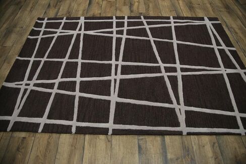 Rug Source Modern Collection 5x8 Abstract Area Rug, Hand Tufted Brown Modern Rug, Oriental 100% Wool Carpet for Bedroom, Living Room, Dining Room in Kuwait