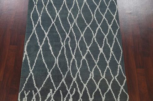 Rug Source Modern Collection 5x8 Abstract Area Rug, Hand Knotted Greys & Charcoal Trellis Rug, Oriental Wool & Silk Carpet for Bedroom, Living Room, Dining Room in Kuwait