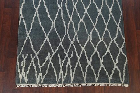 Rug Source Modern Collection 5x8 Abstract Area Rug, Hand Knotted Greys & Charcoal Trellis Rug, Oriental Wool & Silk Carpet for Bedroom, Living Room, Dining Room in Kuwait