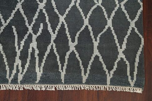 Rug Source Modern Collection 5x8 Abstract Area Rug, Hand Knotted Greys & Charcoal Trellis Rug, Oriental Wool & Silk Carpet for Bedroom, Living Room, Dining Room in Kuwait