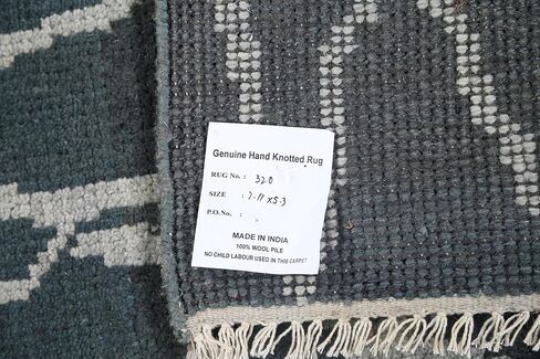 Rug Source Modern Collection 5x8 Abstract Area Rug, Hand Knotted Greys & Charcoal Trellis Rug, Oriental Wool & Silk Carpet for Bedroom, Living Room, Dining Room in Kuwait