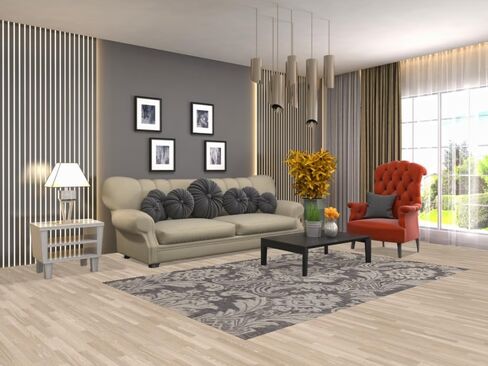 Rug Source Modern Collection, 5x8 Modern Area Rug, Hand Tufted Greys & Charcoal Floral Rug, Oriental 100% Wool Carpet for Foyer, Entryway and Hallway in Kuwait