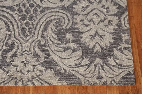 Rug Source Modern Collection, 5x8 Modern Area Rug, Hand Tufted Greys & Charcoal Floral Rug, Oriental 100% Wool Carpet for Foyer, Entryway and Hallway in Kuwait