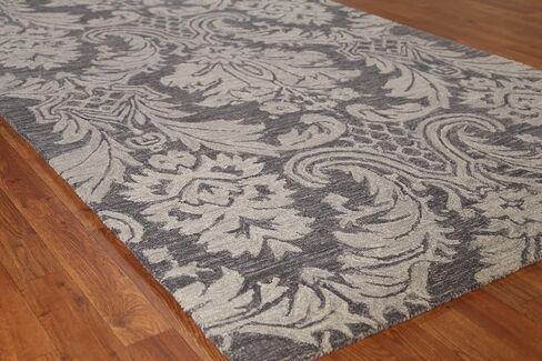 Rug Source Modern Collection, 5x8 Modern Area Rug, Hand Tufted Greys & Charcoal Floral Rug, Oriental 100% Wool Carpet for Foyer, Entryway and Hallway in Kuwait