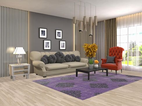 Rug Source Modern Collection 6x9 Abstract Area Rug, Hand Knotted Purples Geometric Rug, Oriental 100% Wool Carpet for Bedroom, Living Room, Dining Room in Kuwait