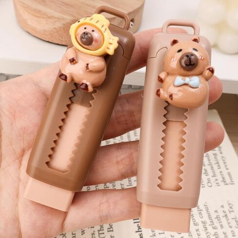 Kawaii Capybara Cartoon Eraser Cute Rubber Push-Pull Erasers Stationery Cute School Supplies (3Pcs) in Saudi Arabia